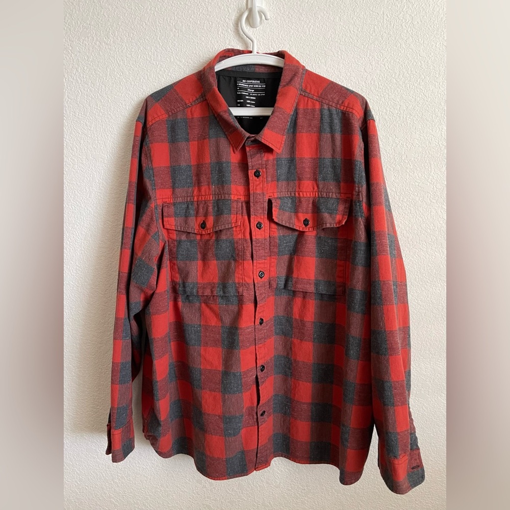 REI Co-op Wallace Lake Flannel Shirt Red & Black Buffalo Checker Outdoor 3XL